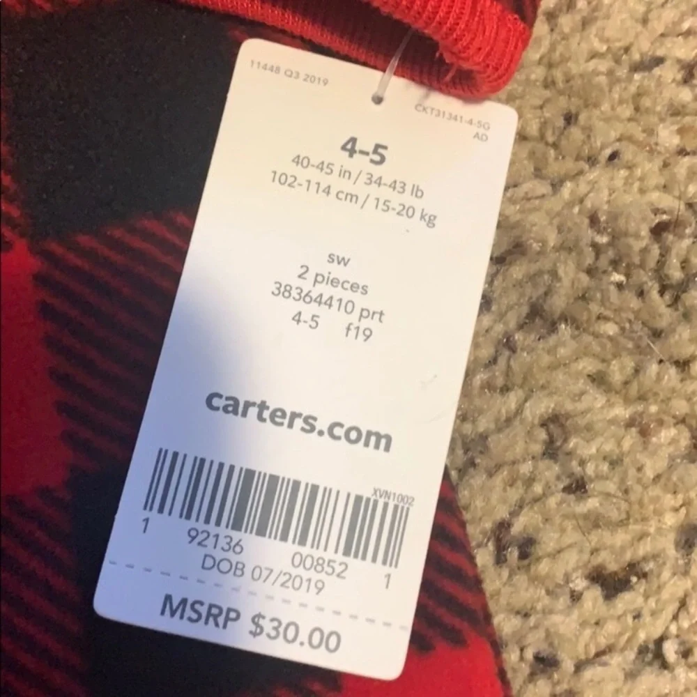 Carter’s Buffalo check girls Christmas dress 14 flannel
